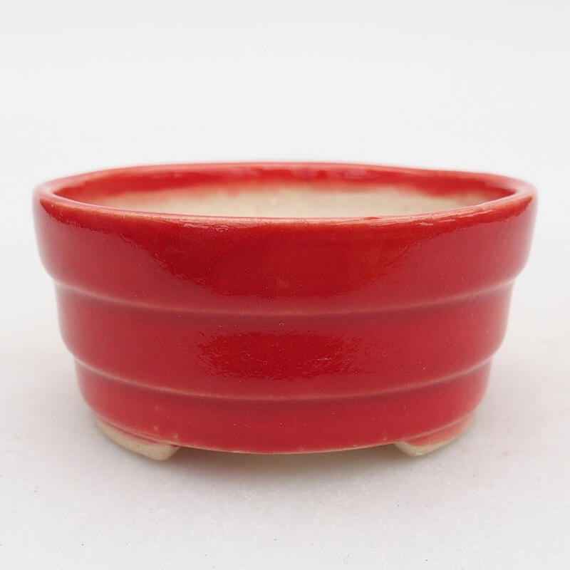 Ceramic bonsai bowl 7 x 7 x 3.5 cm, color red