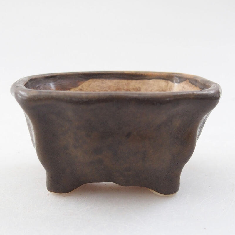 Ceramic bonsai bowl 7 x 7 x 3.5 cm, color brown