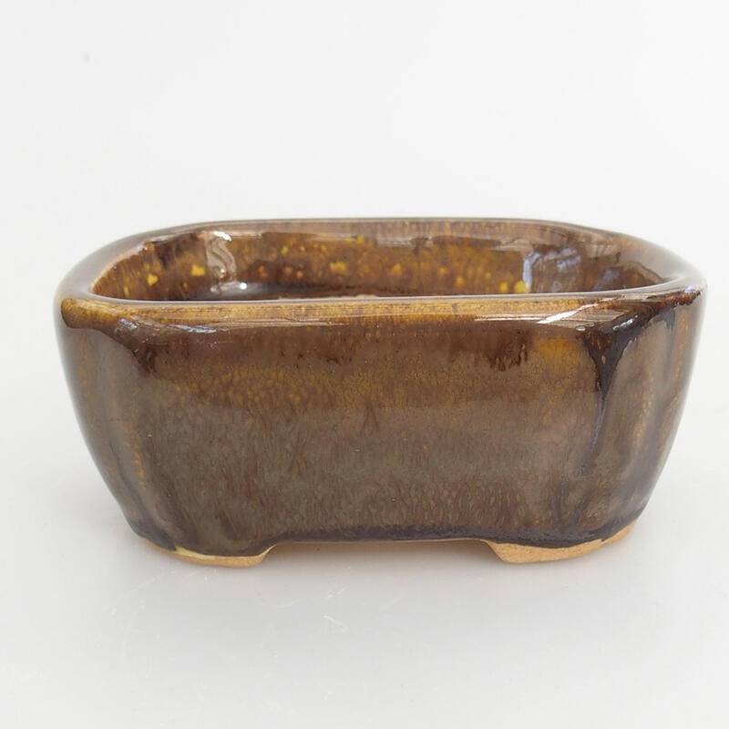 Ceramic bonsai bowl 8,5 x 7,5 x 4 cm, colour brown