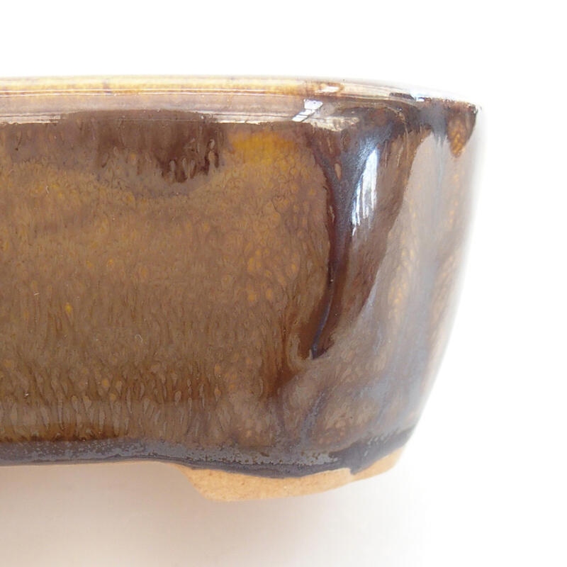 Ceramic bonsai bowl 8,5 x 7,5 x 4 cm, colour brown