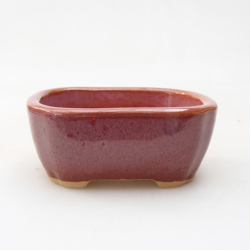 Ceramic bonsai bowl 8.5 x 7 x 3.5 cm, color pinkish brown