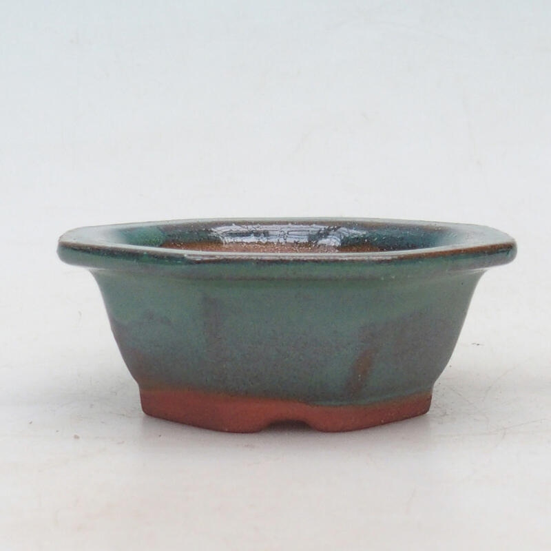 Ceramic bonsai bowl 8.5 x 8.5 x 3.5 cm, color green