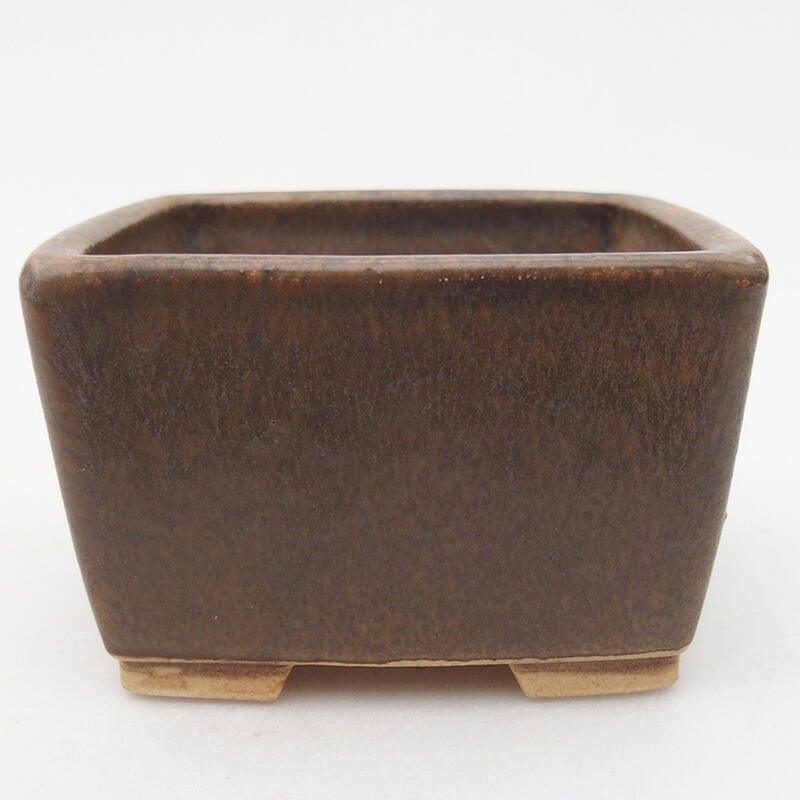 Ceramic bonsai bowl 8.5 x 8.5 x 5.5 cm, brown color