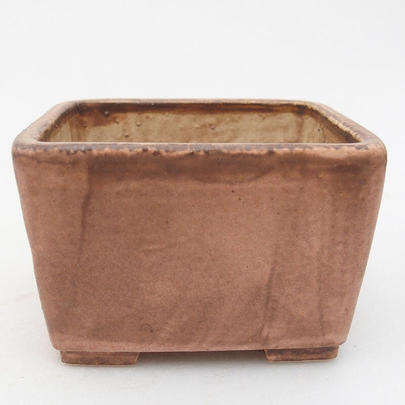 Ceramic bonsai bowl 8.5 x 8.5 x 5.5 cm, pink color