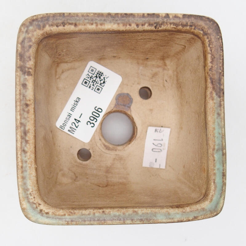 Ceramic bonsai bowl 8.5 x 8.5 x 5.5 cm, green color