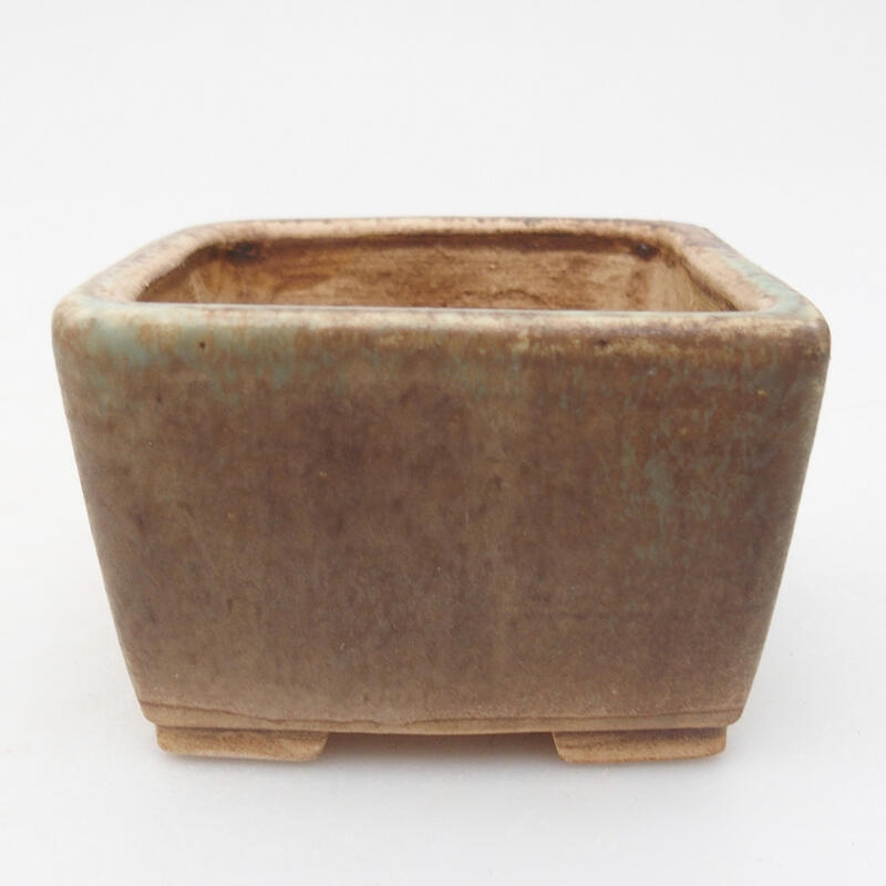 Ceramic bonsai bowl 8.5 x 8.5 x 5.5 cm, green color