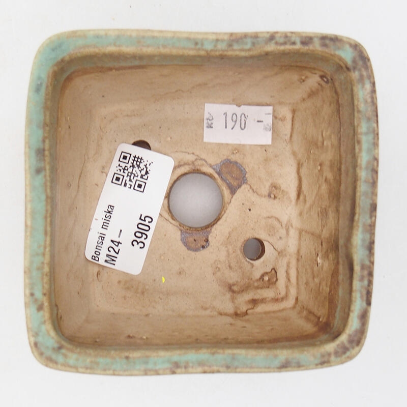 Ceramic bonsai bowl 8.5 x 8.5 x 5.5 cm, green color