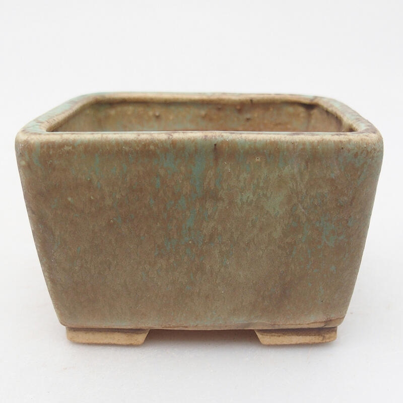 Ceramic bonsai bowl 8.5 x 8.5 x 5.5 cm, green color