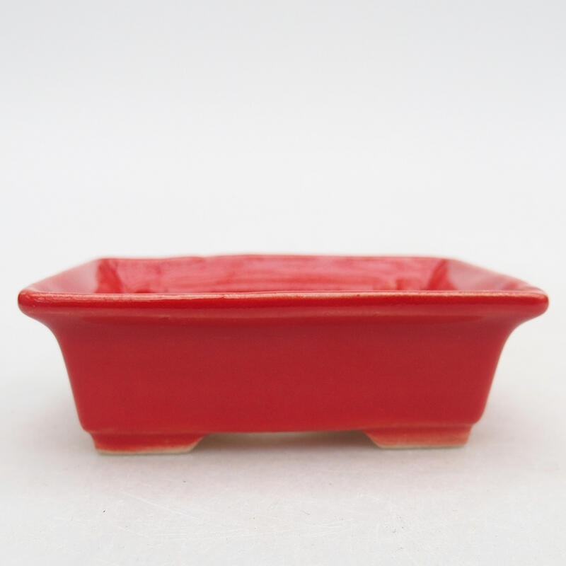 Ceramic bonsai bowl 8 x 6.5 x 2.5 cm, color red