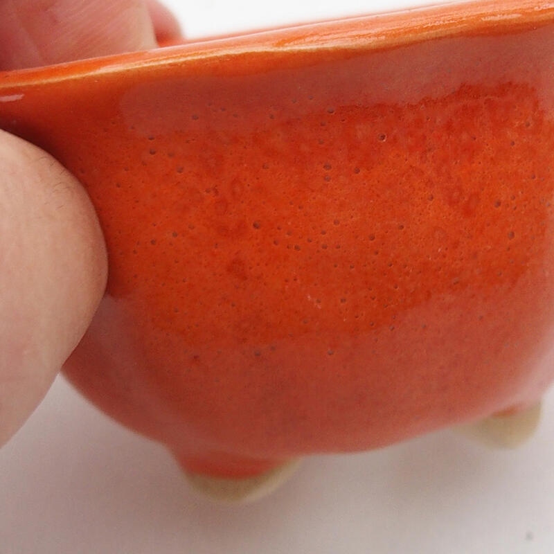 Ceramic bonsai bowl 8 x 8 x 4 cm, color orange