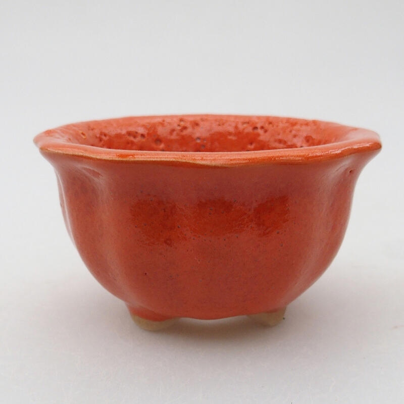 Ceramic bonsai bowl 8 x 8 x 4 cm, color orange