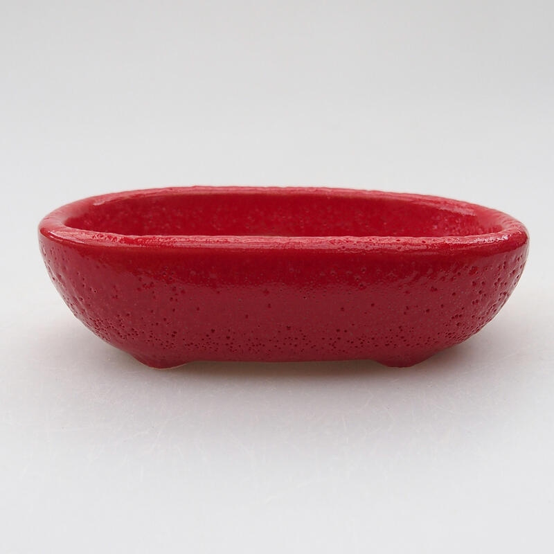 Ceramic bonsai bowl 9.5 x 6 x 2.5 cm, color red