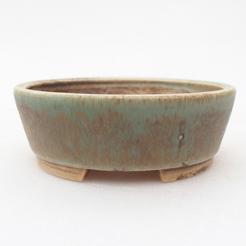 Ceramic bonsai bowl 9.5 x 8.5 x 3.5 cm, green color