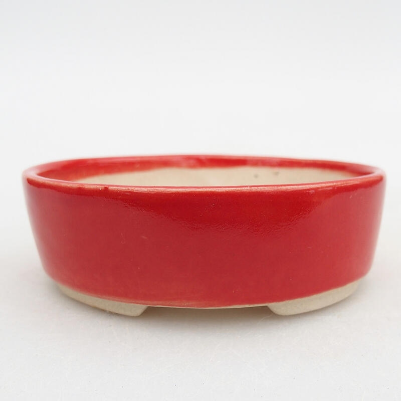 Ceramic bonsai bowl 9.5 x 8.5 x 3 cm, color red