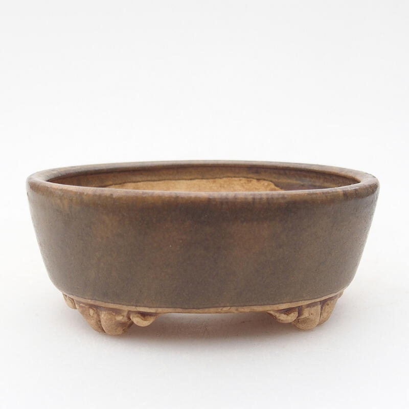 Ceramic bonsai bowl 9.5 x 8 x 4 cm, brown color