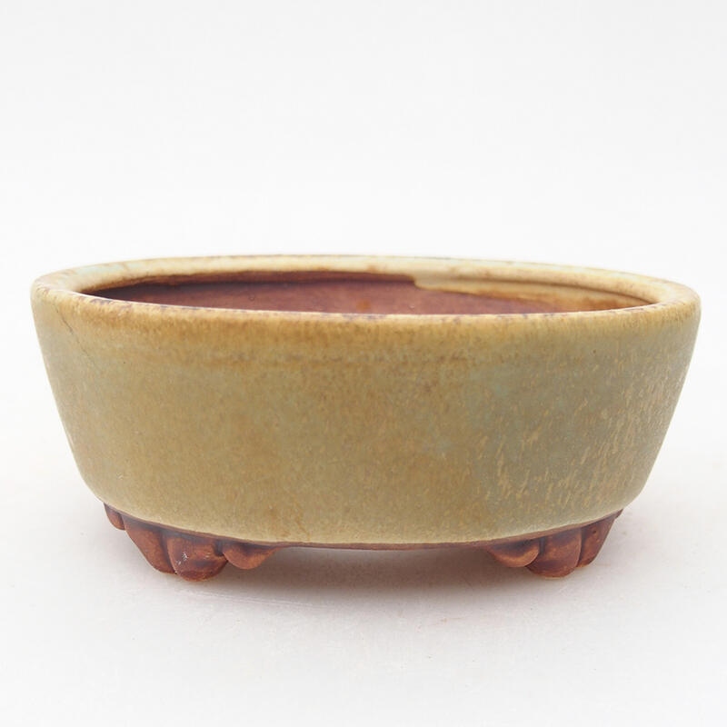 Ceramic bonsai bowl 9.5 x 8 x 4 cm, green color