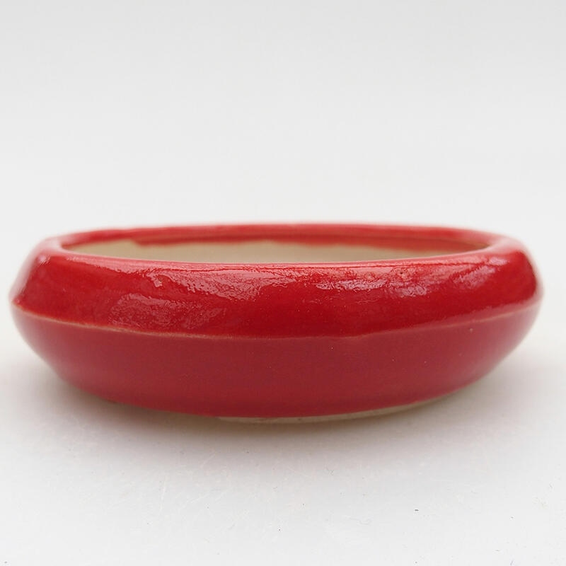 Ceramic bonsai bowl 9.5 x 9.5 x 2.5 cm, color red