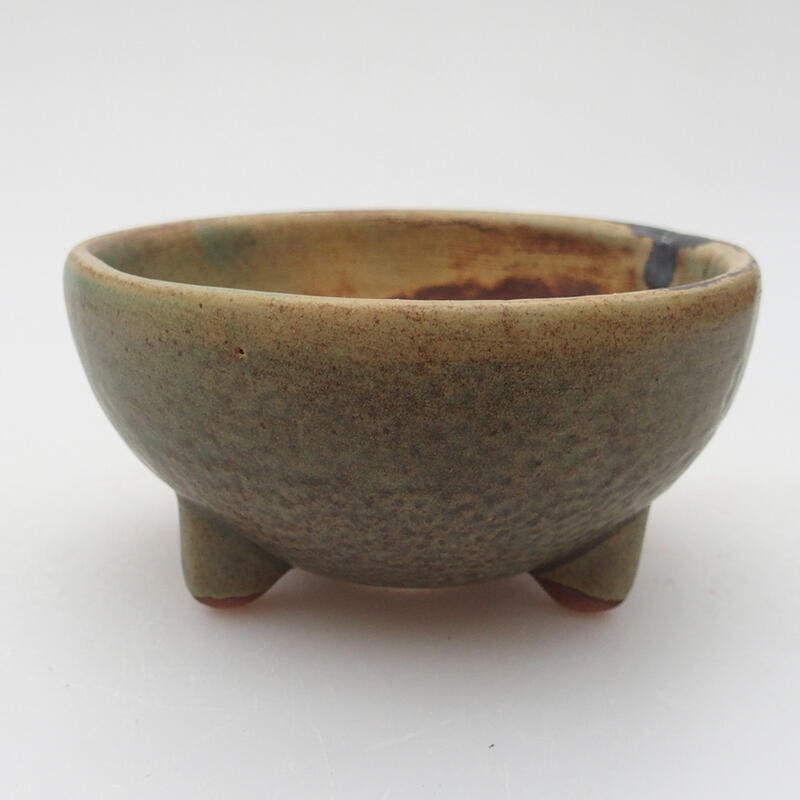 Ceramic bonsai bowl 9.5 x 9.5 x 4.5 cm, color green