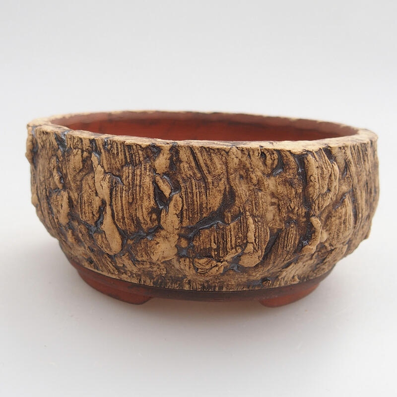 Ceramic bonsai bowl 9.5 x 9.5 x 4 cm, color brown