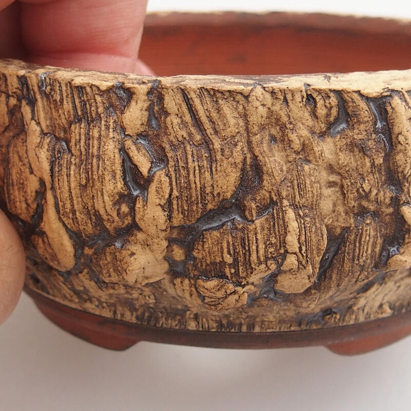 Ceramic bonsai bowl 9.5 x 9.5 x 4 cm, color brown