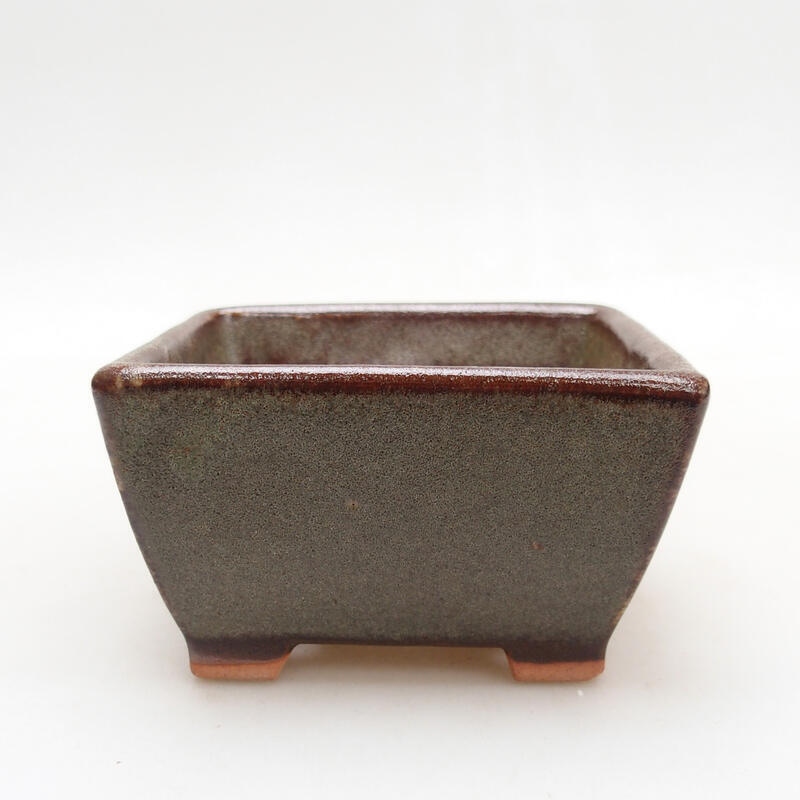 Ceramic bonsai bowl 9.5 x 9.5 x 5.5 cm, color brown