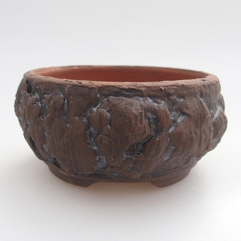 Ceramic bonsai bowl 9.5 x 9.5 x 5 cm, color brown