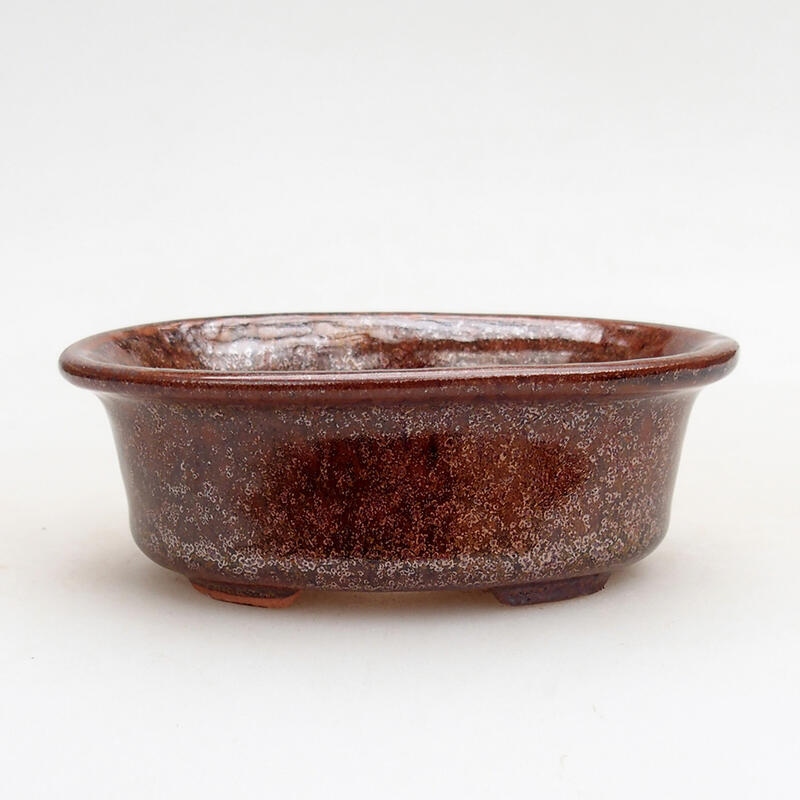 Ceramic bonsai bowl 9 x 6.5 x 3.5 cm, brown color