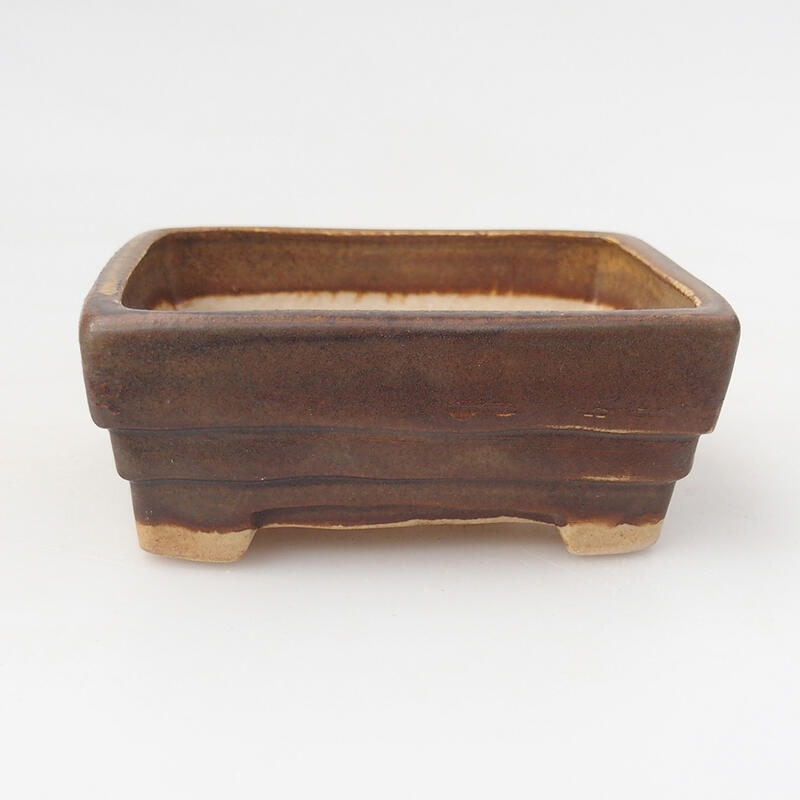 Ceramic bonsai bowl 9 x 7.5 x 3.5 cm, color brown