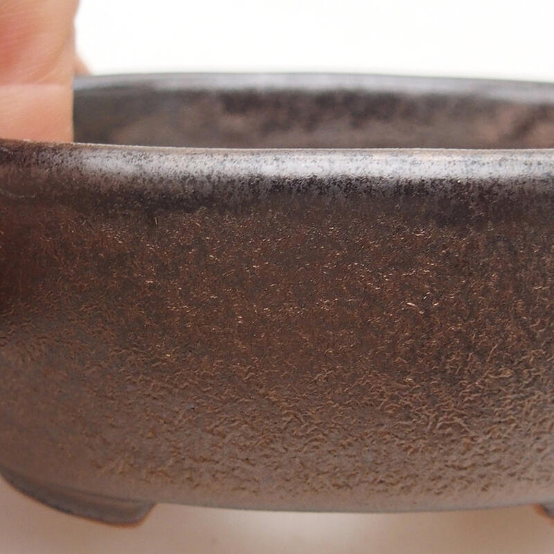 Ceramic bonsai bowl 9 x 7.5 x 3.5 cm, metallic color