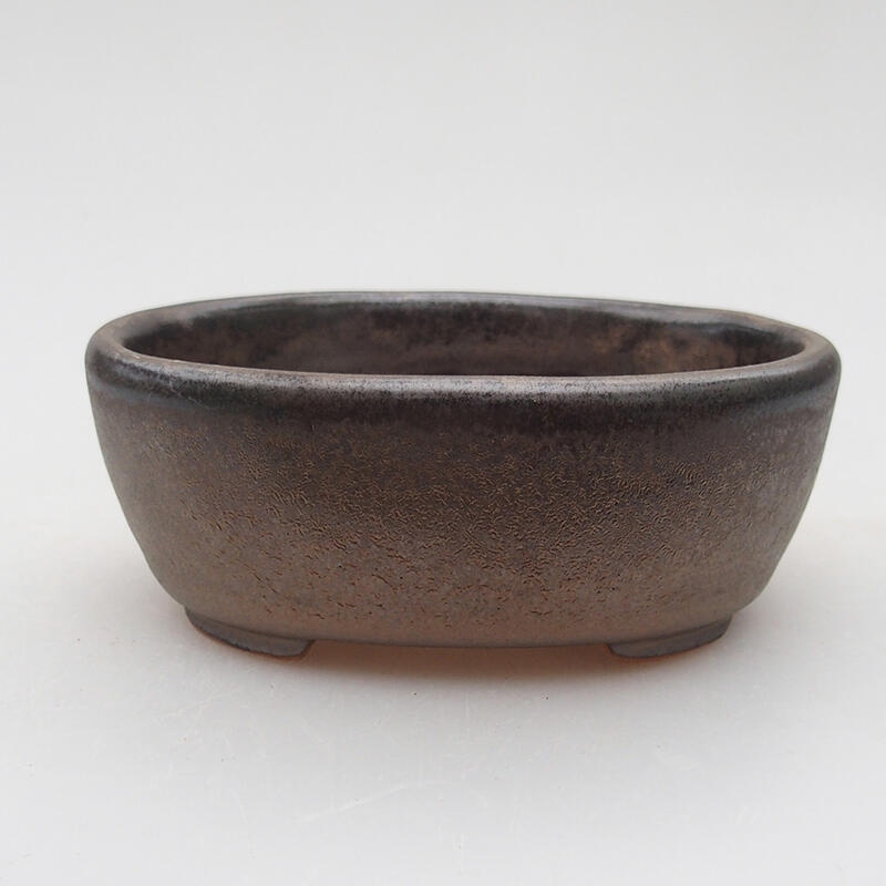 Ceramic bonsai bowl 9 x 7.5 x 3.5 cm, metallic color