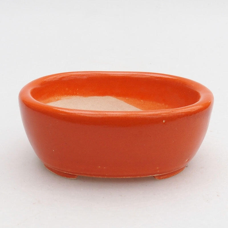 Ceramic bonsai bowl 9 x 7.5 x 3.5 cm, color orange