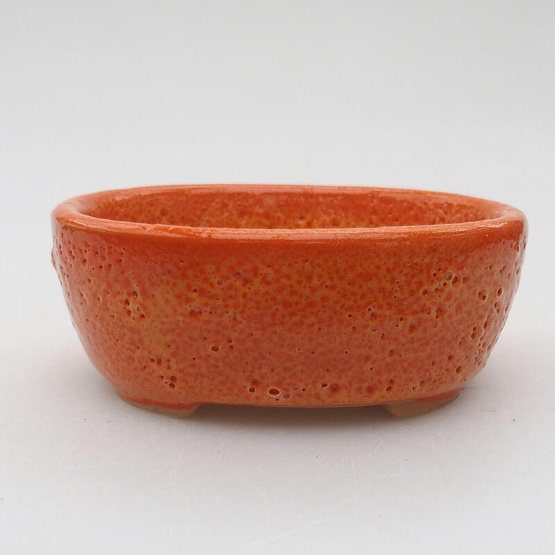 Ceramic bonsai bowl 9 x 7.5 x 3.5 cm, color orange