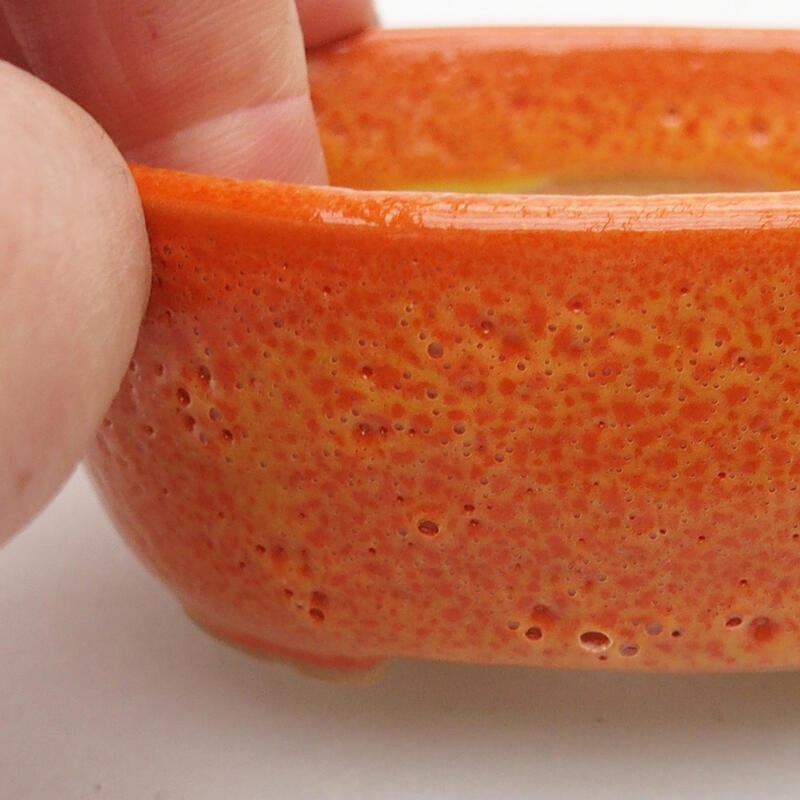 Ceramic bonsai bowl 9 x 7.5 x 3.5 cm, color orange