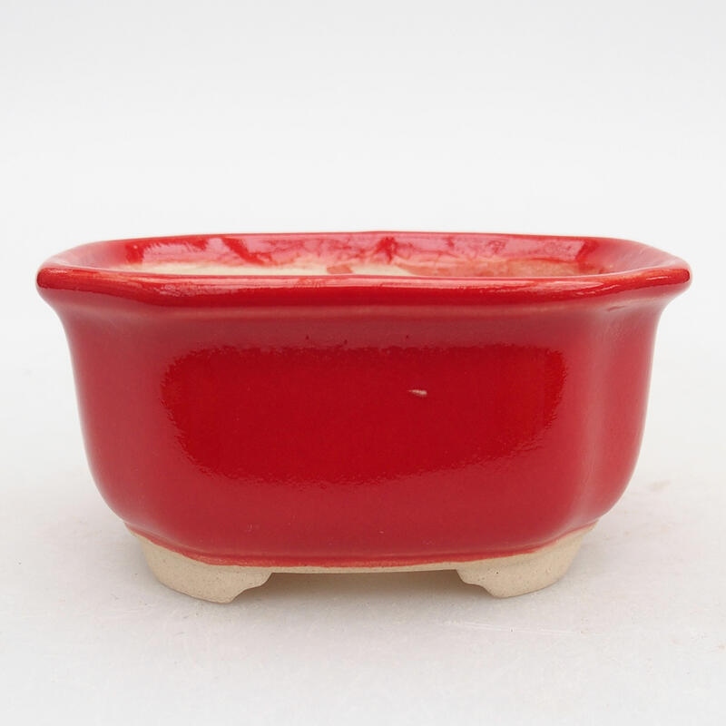 Ceramic bonsai bowl 9 x 7.5 x 4.5 cm, color red