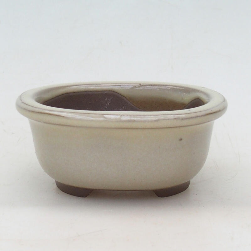 Ceramic bonsai bowl 9 x 7.5 x 4 cm, color beige