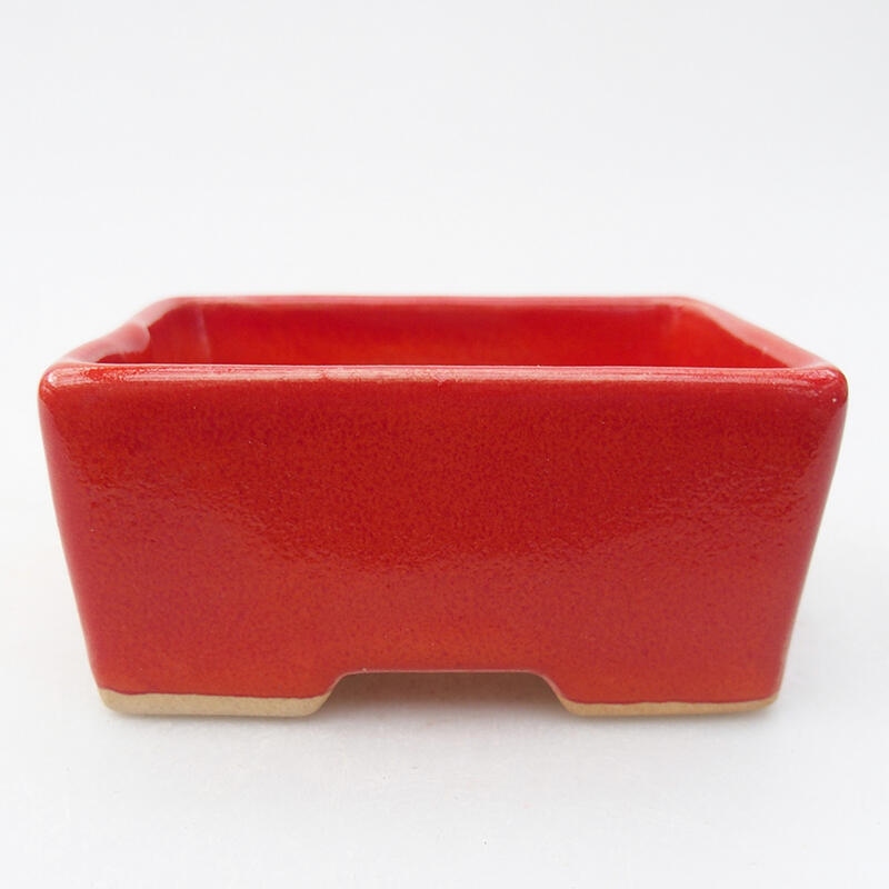 Ceramic bonsai bowl 9 x 7 x 4,5 cm, colour red