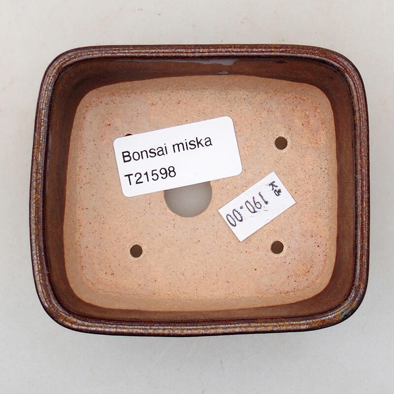 Ceramic bonsai bowl 9 x 8 x 3 cm, color brown