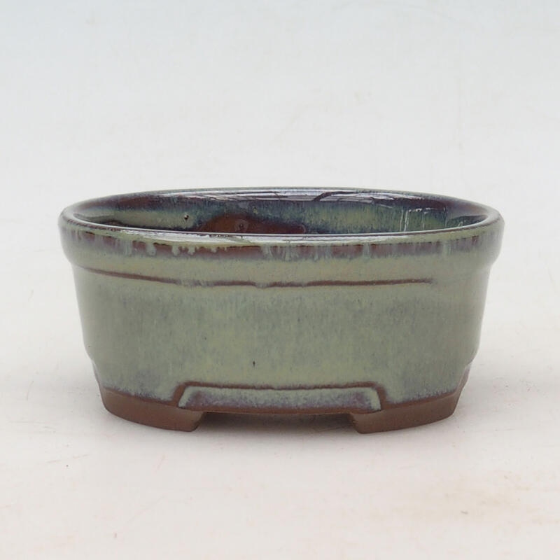 Ceramic bonsai bowl 9 x 8 x 4 cm, color green