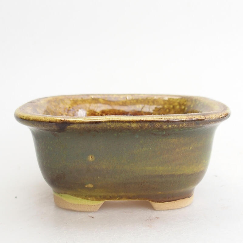 Ceramic bonsai bowl 9 x 8 x 4 cm, color green