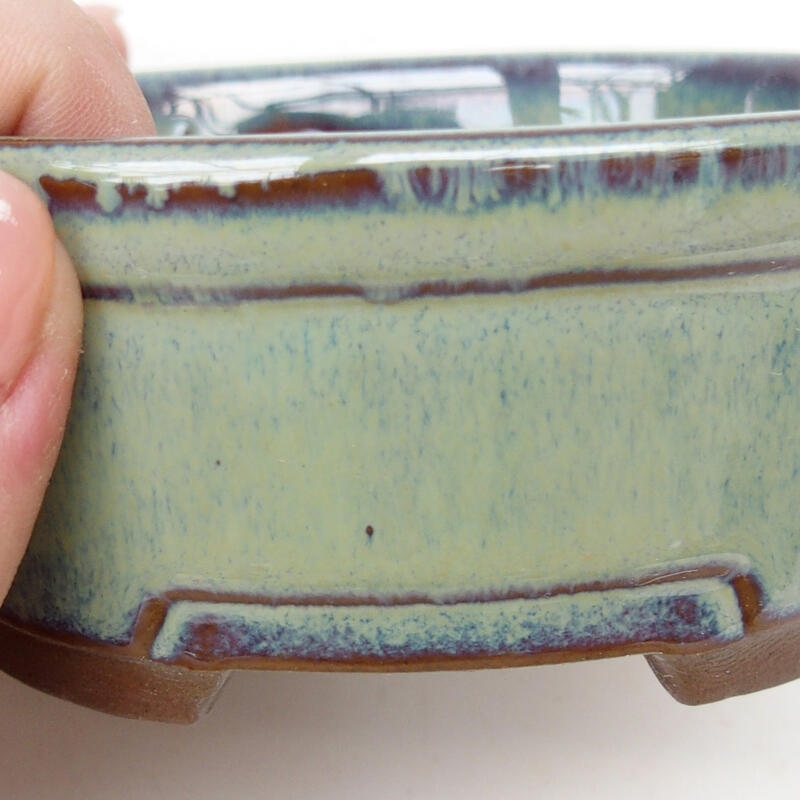 Ceramic bonsai bowl 9 x 8 x 4 cm, color green