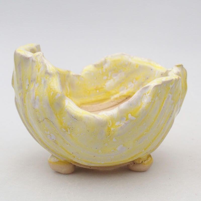 Ceramic Shell 8.5 x 8.5 x 5 cm, white-yellow color