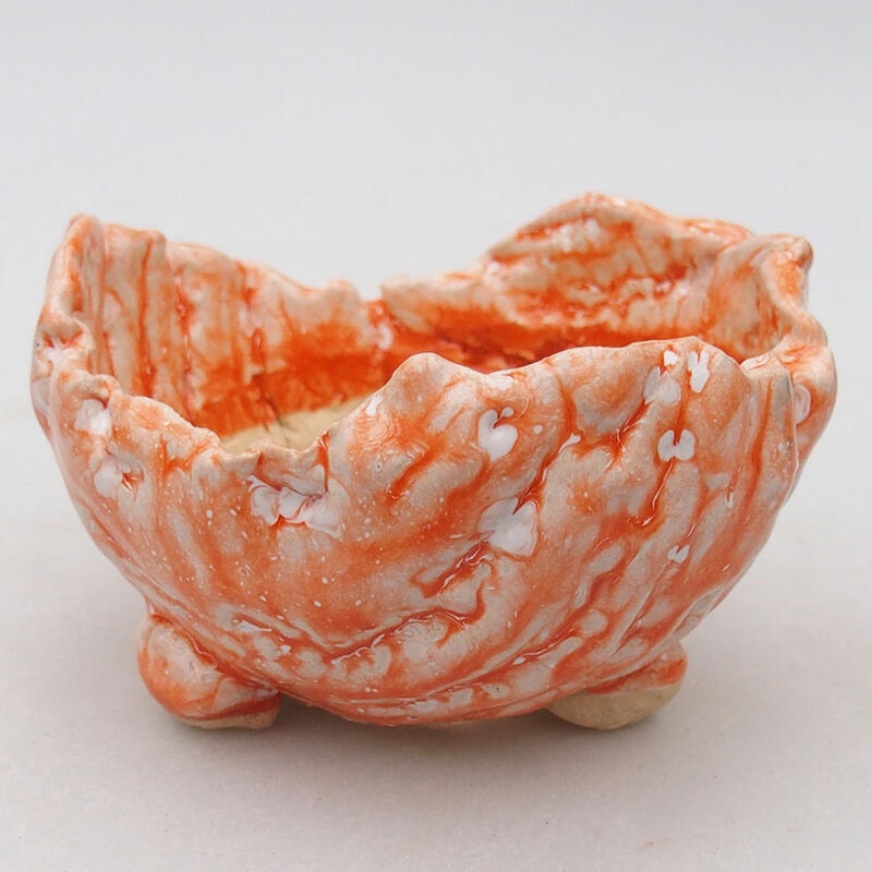 Ceramic Shell 9 x 8.5 x 5.5 cm, color white-orange