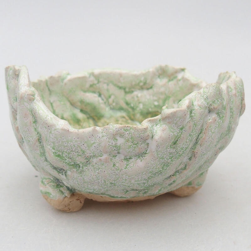 Ceramic shell 9 x 8 x 5 cm, color white-green