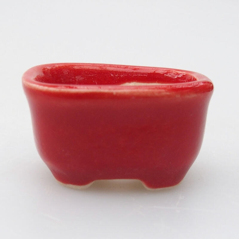 Mini bonsai bowl 3 x 3 x 1.5 cm, color red